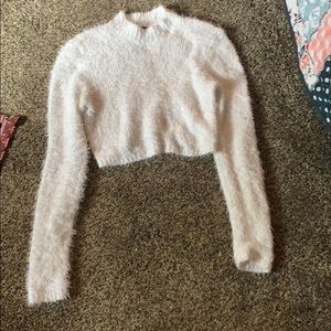 Fuzzy crop sweater